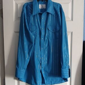 Liz Claiborne Blue Striped Men's Casual Shirt